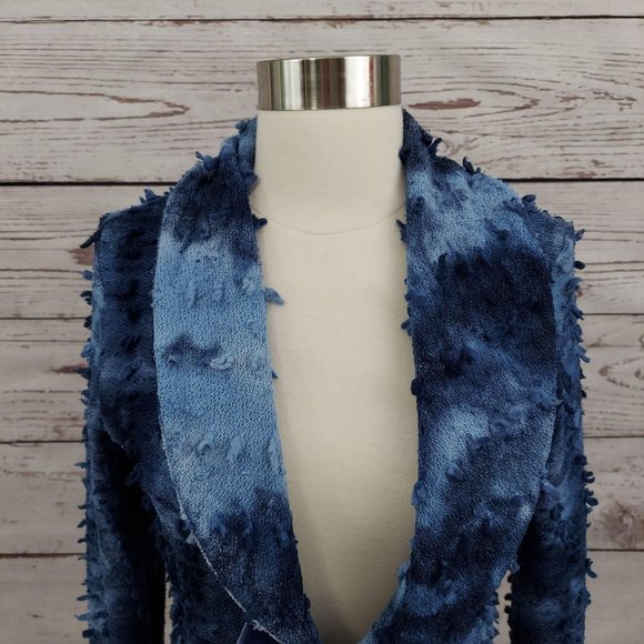 Isle Apparel Fringed Blazer Jacket Blue S - Picture 5 of 11